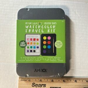 Mini Art 101 Creative Tools Watercolor Travel Kit Brush & Swatch Chart